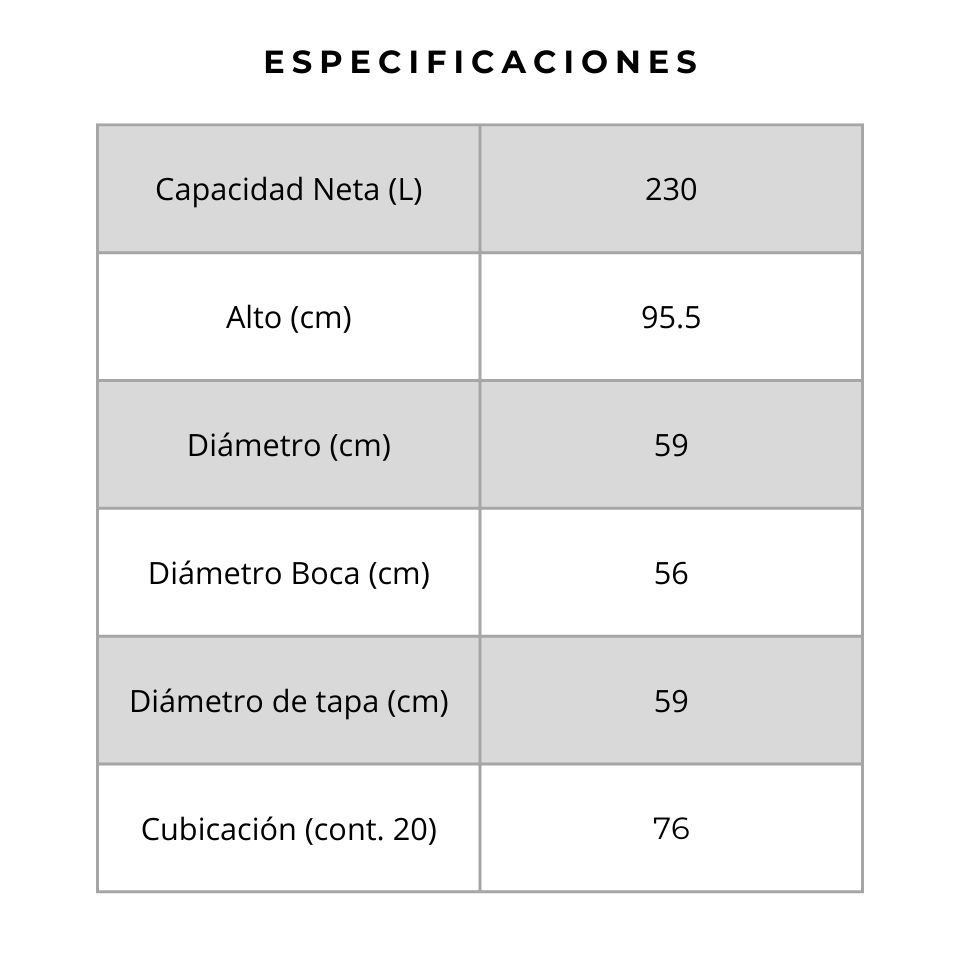 Cilindros tapa abierta 230 09