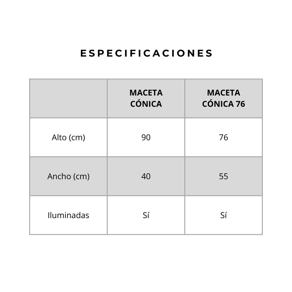 Maceta Iluminada Cil&iacute;ndrica C&oacute;nica 09