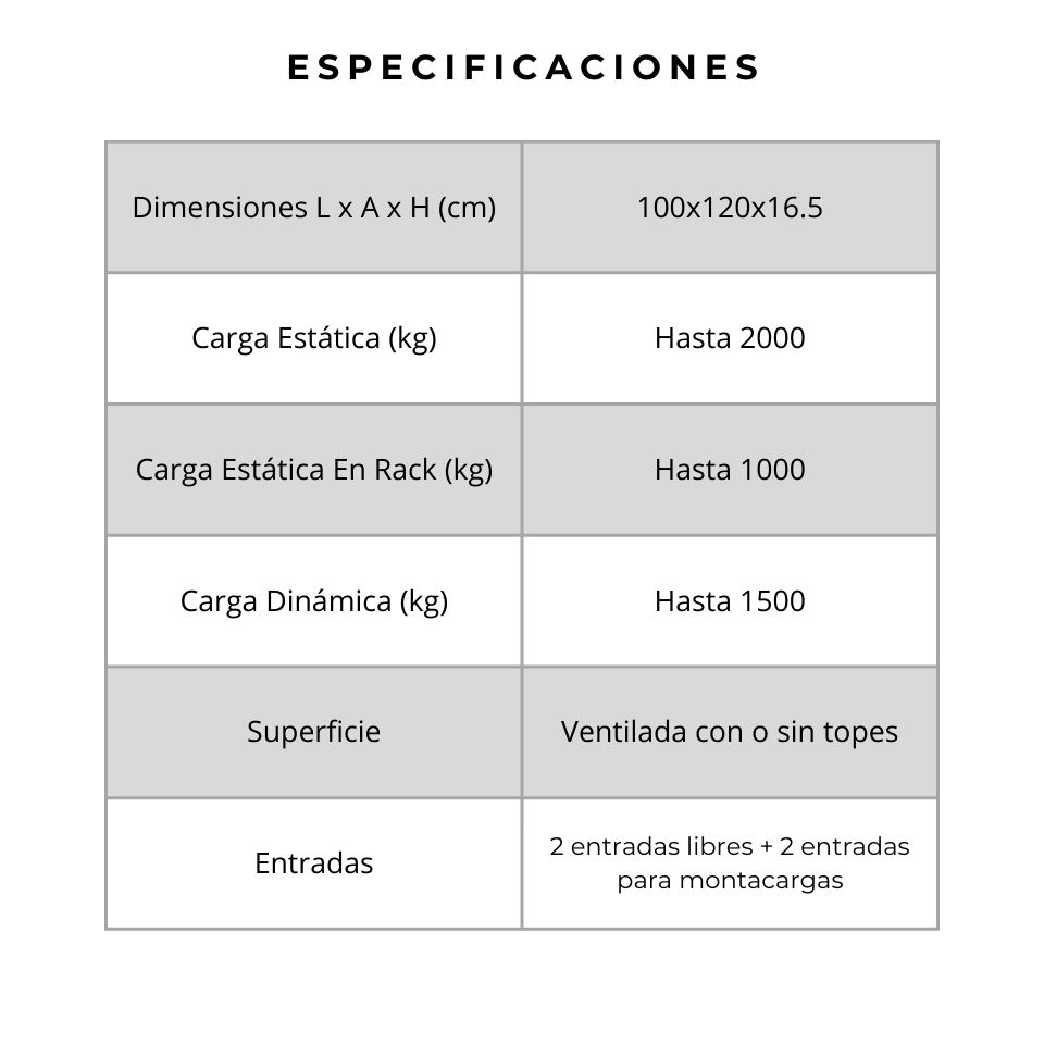 Pallet Pl&aacute;stico Est&aacute;ndar 2 Rieles 09
